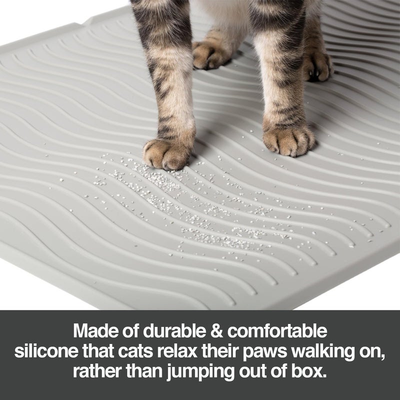 PetFusion ToughGrip Waterproof Cat Litter Matt with Inner Channels & Raised Outer Lip | XL | Premium Grade Silicone | Housebreaking Cat Supplies Needs - Image 2